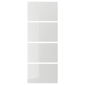IKEA HOKKSUND 4 panels for sliding door frame, high gloss light gray, 29 1/2x79 1/8 in, Ikea Outlet | 9381DZHJM