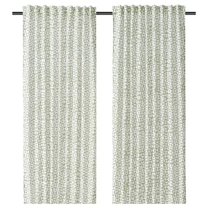 IKEA HÅRKÖRVEL curtains, 1 pair, green, 57x98 in, Ikea Outlet | 0125INVLX