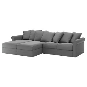 IKEA HÄRLANDA cover for sectional, 4-seat, with chaise Ljungen Medium Gray, Ikea Outlet | 8750PIWYQ
