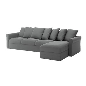 IKEA HÄRLANDA cover for sectional, 4-seat, with chaise Ljungen Medium Gray, Ikea Outlet | 0651ZPGXR