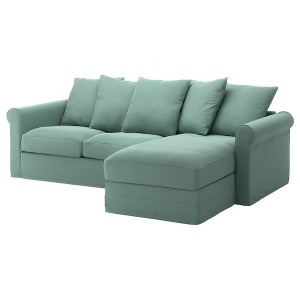 IKEA HÄRLANDA cover for sofa, with chaise Ljungen Light Green, Ikea Outlet | 2608IBAUD