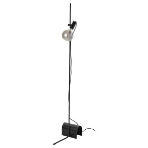 IKEA HÅRSLINGA / MOLNART floor lamp with LED bulb Black / Globe Gray Clear Glass, Ikea Outlet | 3219HOYMG