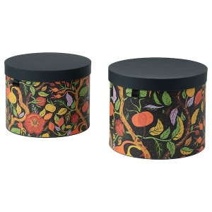 IKEA HÖSTAGILLE storage box with lid, set of 2, floral pattern multicolor, Ikea Outlet | 2376DECZU