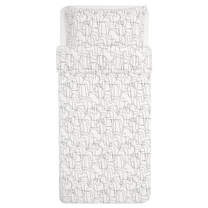IKEA HÄSTHAGE duvet cover and pillowcase(s), Twin White / Black, Ikea Outlet | 6104DGZJQ