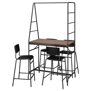 IKEA HÅVERUD / STIG table and 4 stools, 41 3/8 in Black / Black, Ikea Outlet | 7528LOHIM