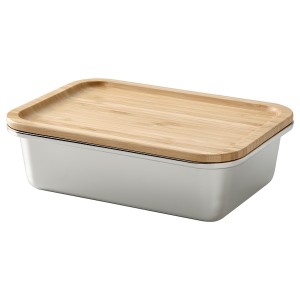 IKEA IKEA 365+ food container with lid, 34 oz Rectangular Stainless Steel / Bamboo, Ikea Outlet | 5368PVHDO