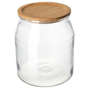 IKEA IKEA 365+ jar with lid, 112 oz Glass / Bamboo, Ikea Outlet | 0619KOUJP
