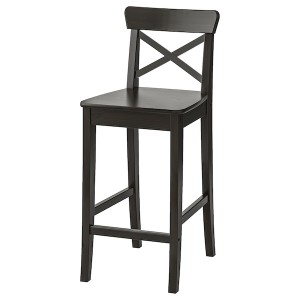 IKEA INGOLF Bar stool with backrest, brown-black, Ikea Outlet | 4358BEOCN