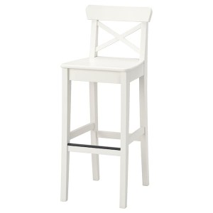 IKEA INGOLF bar stool with backrest, 29 1/8 in White, Ikea Outlet | 2658TJHNP