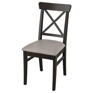 IKEA INGOLF chair, brown-black/Nolhaga gray-beige Brown / Black / Nolhaga Gray / Beige, Ikea Outlet | 8205SYMGR