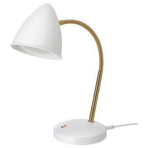 IKEA ISNÅLEN LED work lamp White / Brass Color, Ikea Outlet | 4152XGEMN
