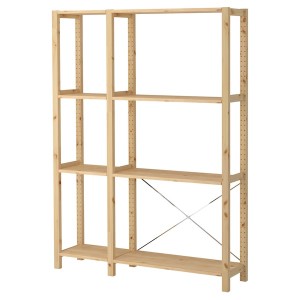 IKEA IVAR 2 section shelving unit, pine, 52 3/4x11 3/4x70 1/2 in, Ikea Outlet | 8029DQIFP