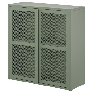 IKEA IVAR cabinet with doors, 31 1/2x32 5/8 in Gray / Green Mesh, Ikea Outlet | 2549LZDFU