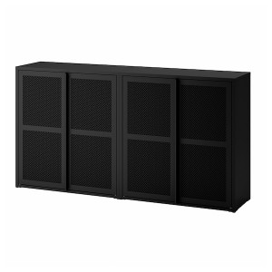 IKEA IVAR cabinet with doors, 63x11 3/4x32 5/8 in Black Mesh, Ikea Outlet | 6935FATEU