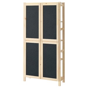 IKEA IVAR shelf unit with doors, pine/felt, 35x11 3/4x70 1/2 in, Ikea Outlet | 5423IFOCP