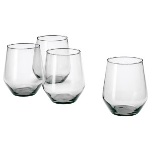 IKEA IVRIG glass, gray, 15 oz, 4 pack, Ikea Outlet | 6293JXNOP