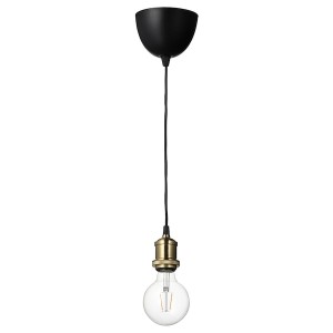 IKEA JÄLLBY / LUNNOM pendant lamp with LED bulb, brass plated globe Clear, Ikea Outlet | 5247DSZBI