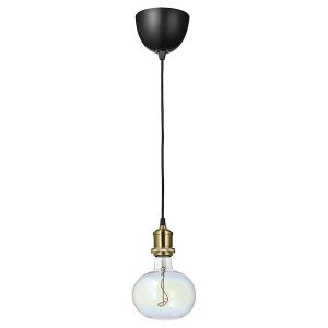 IKEA JÄLLBY / MOLNART pendant lamp with LED bulb, brass plated Ellipse Shaped Multicolor, Ikea Outlet | 6873AKNGH