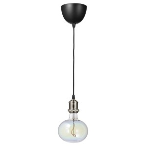 IKEA JÄLLBY / MOLNART pendant lamp with LED bulb Nickel Plated / Ellipse Shaped Multicolor, Ikea Outlet | 6753JPDYW