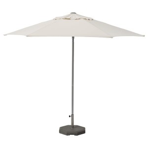 IKEA JOGGESÖ umbrella with base, light grey-beige/Huvön gray, 118 1/8 in, Ikea Outlet | 8197DQCAG
