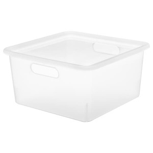 IKEA JORDBRUK storage box with lid, clear, 11x11x5 ½ in, Ikea Outlet | 9146ARVJZ