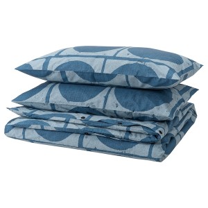 IKEA JORDRANUNKEL duvet cover and pillowcase(s), King Dark Blue, Ikea Outlet | 5679KBNPG
