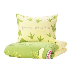 IKEA JÄTTELIK duvet cover and pillowcase(s), Twin Tyrannosaurus Rex / Triceratops / Yellow, Ikea Outlet | 7216UXTCV