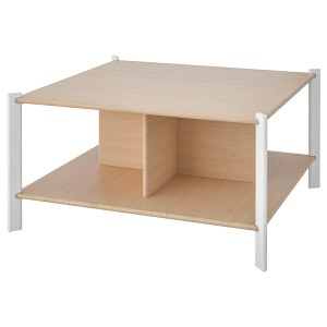 IKEA JÄTTESTA coffee table, 31 1/2x31 1/2 in White / Light Bamboo, Ikea Outlet | 3178IYQVH