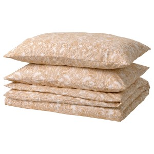 IKEA JÄTTEVALLMO duvet cover and pillowcase(s), King Yellow / White, Ikea Outlet | 1236YHIGB