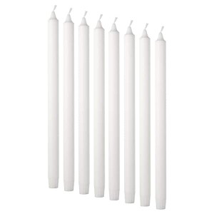 IKEA JUBLA unscented candle, white, 13 ¾ in, 8 pack, Ikea Outlet | 4728MAXON