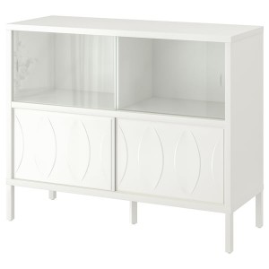 IKEA KALKNÄS cabinet with sliding doors, white, 47 5/8x16 7/8x38 5/8 in, Ikea Outlet | 1827OIMVR