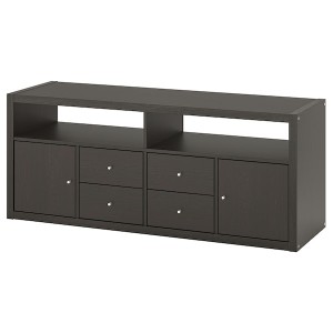 IKEA KALLAX TV storage combination, 57 3/4x15 3/8x23 1/2 in Black / Brown, Ikea Outlet | 2751ZVQBE