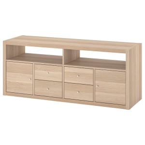 IKEA KALLAX TV storage combination, 57 3/4x15 3/8x23 1/2 in White Stained Oak Effect, Ikea Outlet | 9502OYTDH