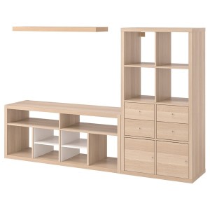 IKEA KALLAX / LACK TV storage combination, 88 1/4x15 3/8x57 7/8 in White Stained Oak Effect, Ikea Outlet | 1723WLMFA