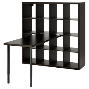 IKEA KALLAX / LAGKAPTEN workstation, 57 7/8x62 5/8x57 7/8 in Black / Black / Brown, Ikea Outlet | 0291FVJSE