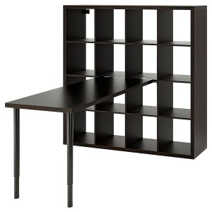 IKEA KALLAX / LAGKAPTEN workstation, 57 7/8x70 1/2x57 7/8 in Black / Black / Brown, Ikea Outlet | 3471ZGYQN