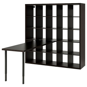 IKEA KALLAX / LAGKAPTEN workstation, 71 5/8x70 1/2x71 5/8 in Black / Black / Brown, Ikea Outlet | 6428CDUSV
