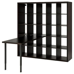 IKEA KALLAX / LAGKAPTEN workstation, 71 5/8x62 5/8x71 5/8 in Black / Black / Brown, Ikea Outlet | 6708FGRVD