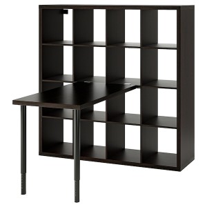 IKEA KALLAX / LINNMON workstation, 57 7/8x54 3/4x57 7/8 in Black / Black / Brown, Ikea Outlet | 4126SILQX