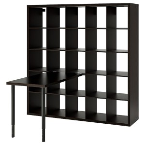 IKEA KALLAX / LINNMON workstation, 71 5/8x54 3/4x71 5/8 in Black / Black / Brown, Ikea Outlet | 0359UBKGD