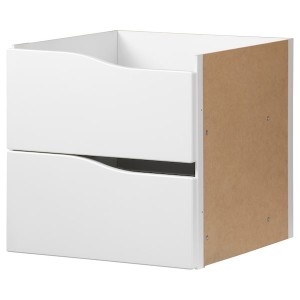 IKEA KALLAX insert with 2 drawers, 13x13 in Wave Shaped / White, Ikea Outlet | 4375XYZKG