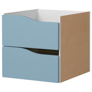 IKEA KALLAX insert with 2 drawers, 13x13 in Wave Shaped / Blue, Ikea Outlet | 5146WVNBI