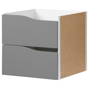 IKEA KALLAX insert with 2 drawers, 13x13 in Wave Shaped / Dark Gray, Ikea Outlet | 3075ORKBA