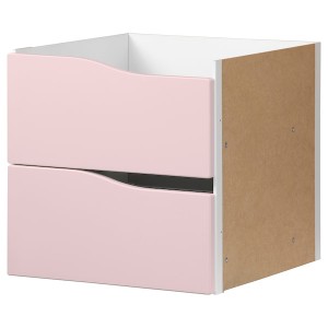 IKEA KALLAX insert with 2 drawers, 13x13 in Wave Shaped / Pale Pink, Ikea Outlet | 2518MGXVH