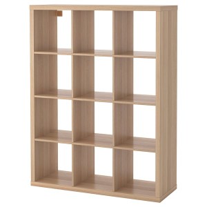 IKEA KALLAX shelf unit, white stained oak effect, 43 7/8x57 5/8 in, Ikea Outlet | 8619SVFED