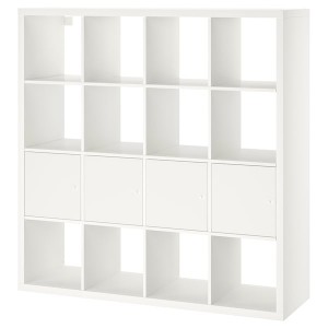 IKEA KALLAX shelf unit with 4 inserts, 57 7/8x57 7/8 in White, Ikea Outlet | 3127MXCBT