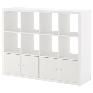 IKEA KALLAX shelf unit with 4 inserts, 57 7/8x44 1/8 in White, Ikea Outlet | 4625SAICR