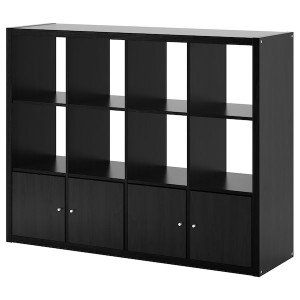 IKEA KALLAX shelf unit with 4 inserts, 57 7/8x44 1/8 in Black / Brown, Ikea Outlet | 2356PHNGK