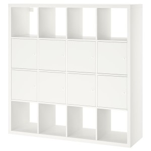 IKEA KALLAX shelf unit with 8 inserts, 57 7/8x57 7/8 in White, Ikea Outlet | 1853JAZCK