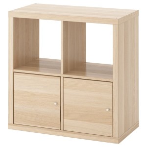 IKEA KALLAX shelf unit with doors, 30 3/8x30 3/8 in White Stained Oak Effect, Ikea Outlet | 6917BMQNI